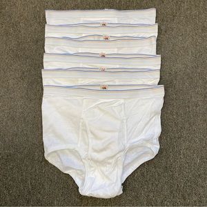 6 Pair Vtg Fruit of the Loom Underwear Briefs Sz XL 42-44 USA Blue Yellow Stripe